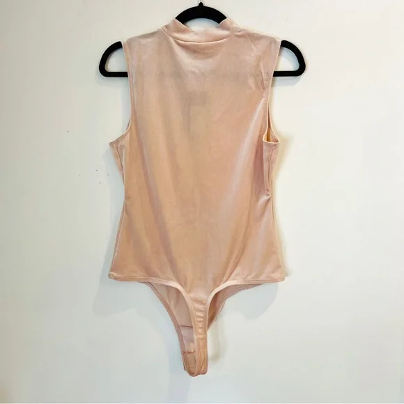 Guess | Soft Pink Velour Mock Neck Bodysuit - Picture 6 of 8